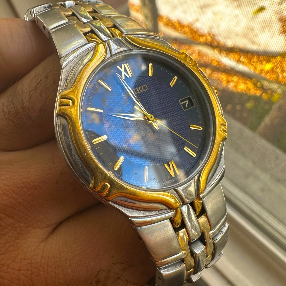 t005 Seiko Blue Dial Two-tone Stainless Steel Men's Bracelet Watch 7N42-6C10 R1